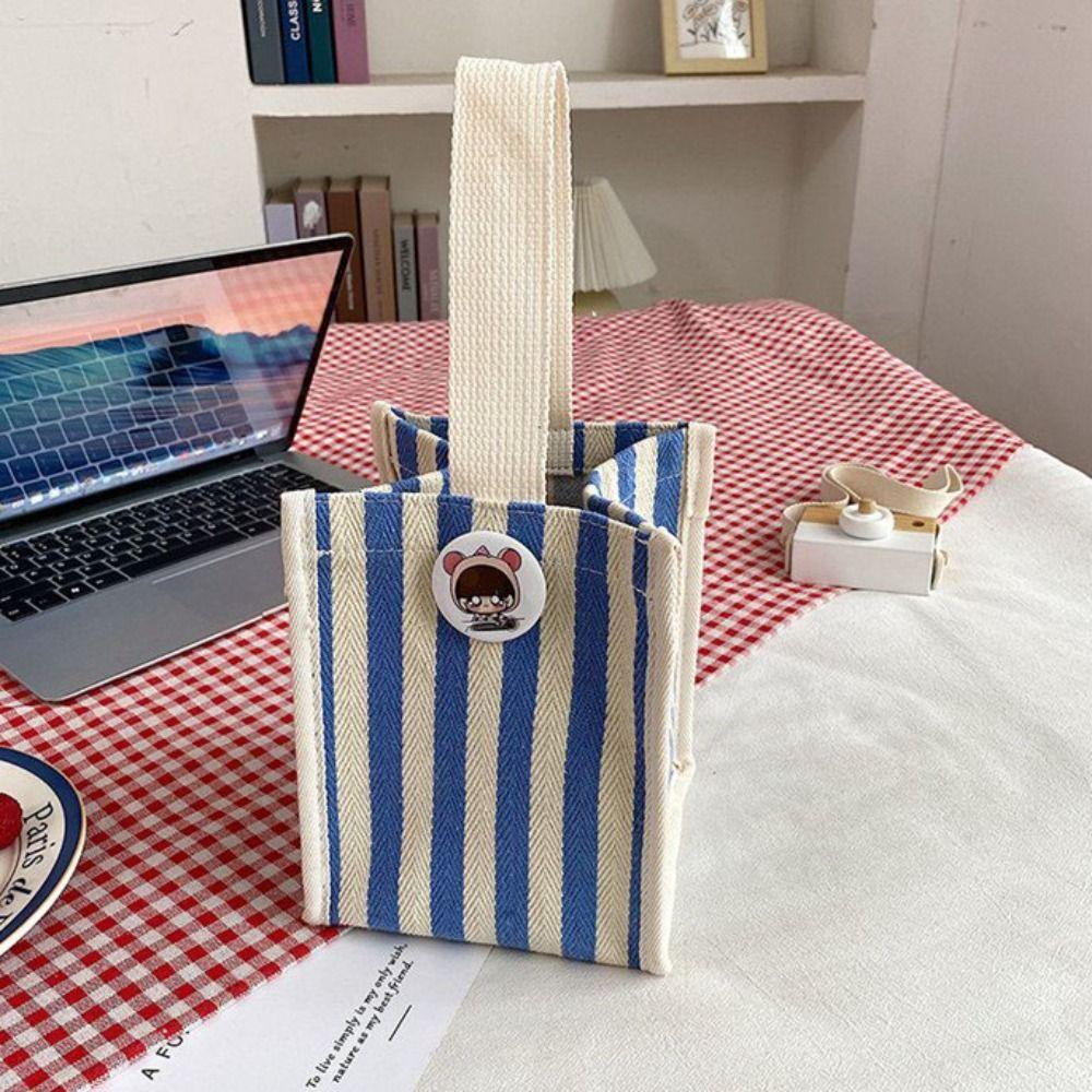 With Short Handle Messenger Bag Striped Lunch Bag Casual Purse  Picnic
