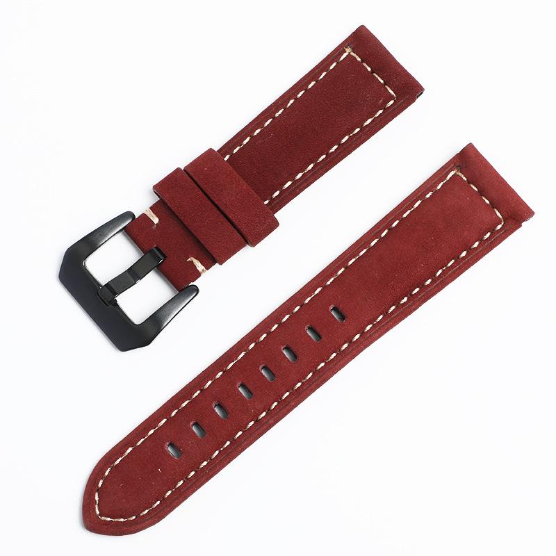 Panerai Mattes Vollnarbiges Rindsleder Vintage Crazy Horse Sport Echtes Leder Uhrenarmband 22/24.