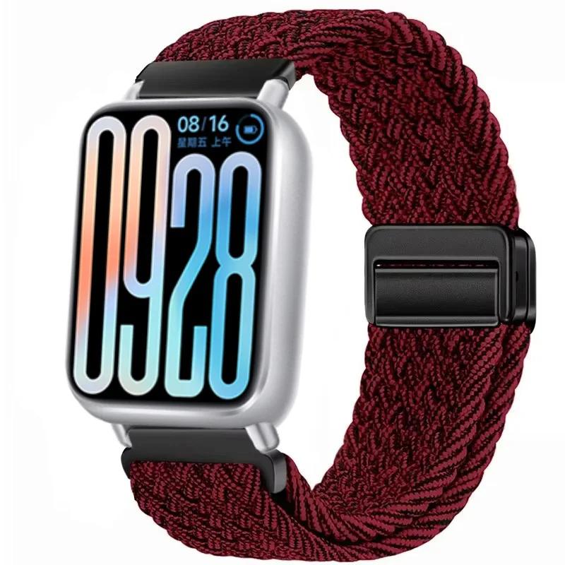 Nylon Strap for Xiaomi Band 8 Pro/9 Pro Braided Loop Magnetic Buckle Breathable Adjustable Wristband for Redmi Watch 6/5/4 Belt