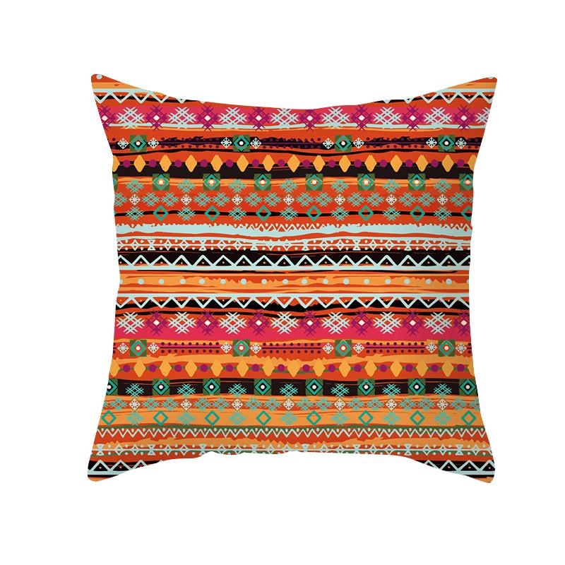 New Bohemian Colorful Geometric Pattern Short Plush Pillowcase Ethnic Style Retro Pillowcase Cushion