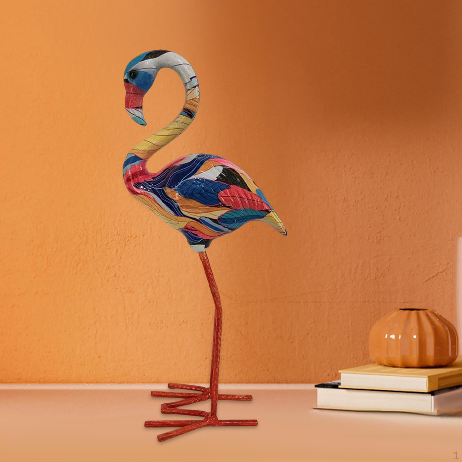

Nordic Style Animal Statue Resin Sculpture Ornament Colorful Graffiti Flamingo Figurine for Cabinet