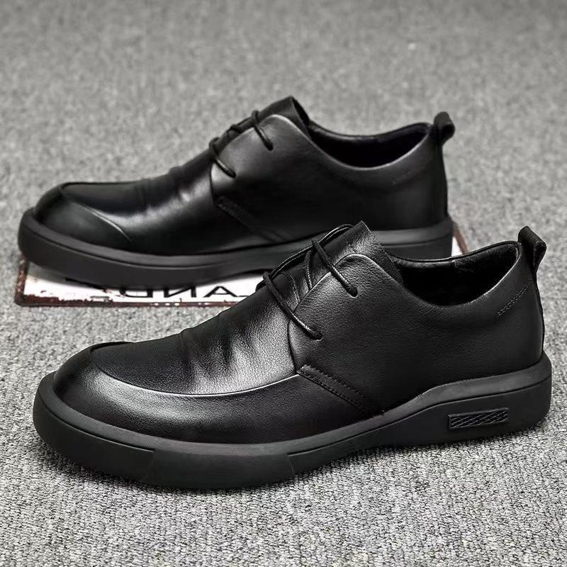 Men's shoes Spring and Autumn Business Men's casual shoes Soft soled British casual shoes Round toe leather shoes Men