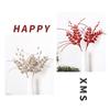 2pcs Glitter Artificial Christmas Berry Branches Lifelike Handmade Gold Powder Berry Branches Plastic DIY Fake Plants