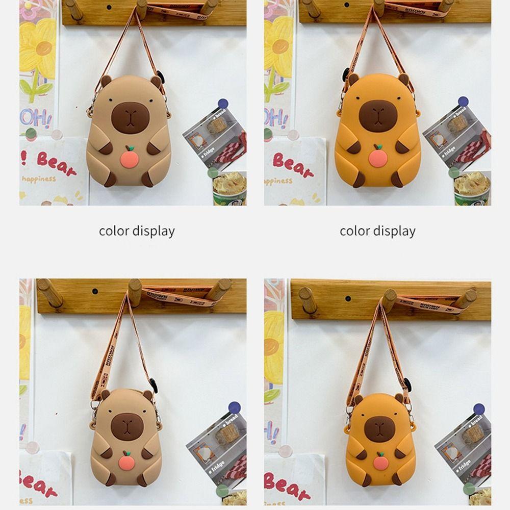 Small Wallet Capybara Crossboday Bag Coin Purse Kawaii Animal Purse Silicone Shoulder Bag  Students