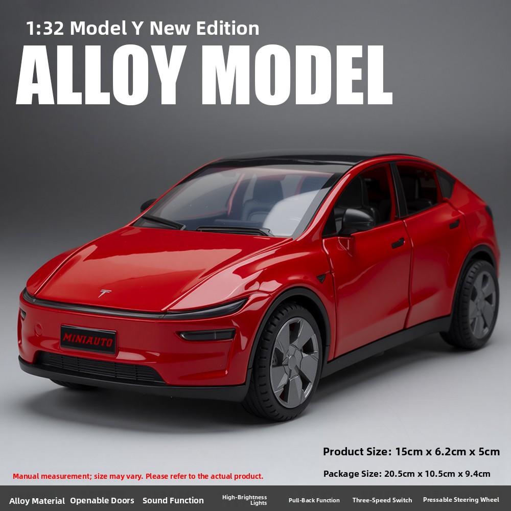 

Tesla Mode Y Alloy Car Model Decoration Simulation Sound And Light Return Force Small Car Toy Collectible Static Model Vehicle Car