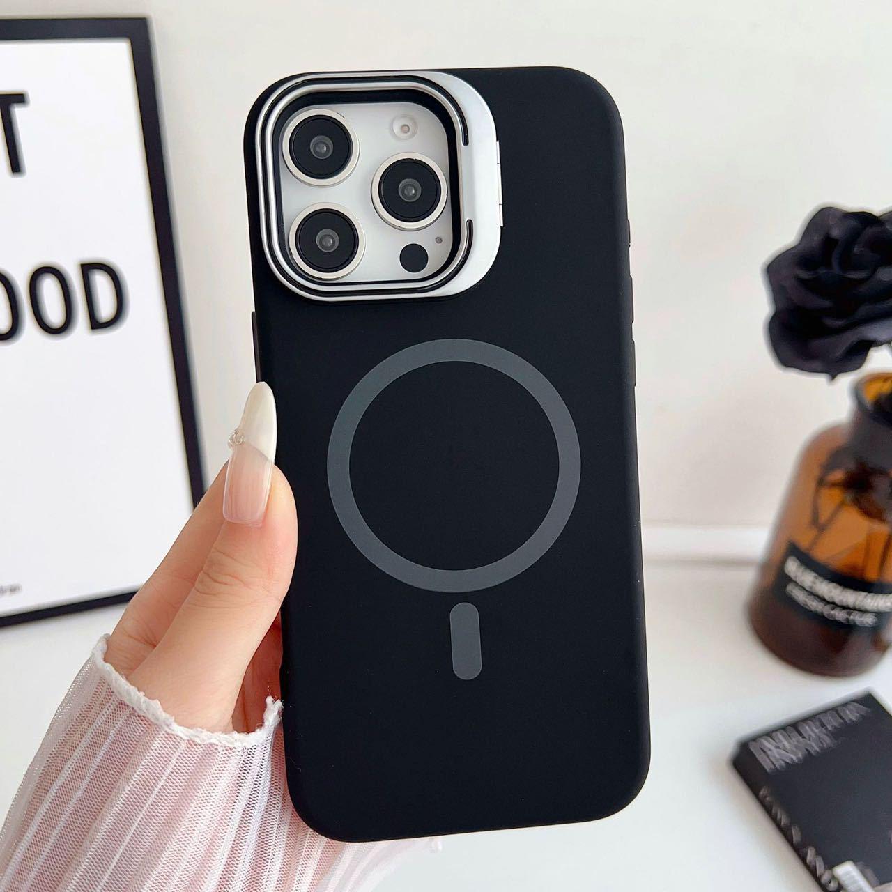 

Magnetic Liquid Silicone Protective Case with Lens Stand for iPhone 17 Pro Max 15 Plus/14 Plus