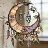 Crescent Moon Floral Acrylic Suncatcher Stained Glass Effect Window Hanging Ornament Boho Sun Catcher Panel for Bedroom Garden Home Decor