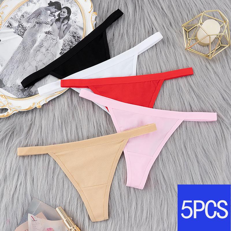 1/5PCS Beautiful Multiple Color Type Sexy Cotton Thong Panties for Lady Girl