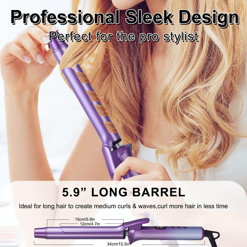 Hatteker US Lockenstab Großes Volumen Schädigt das Haar Nicht Dauerhafte Locken Negative Ionen 25mm Pony Langlebiges Styling Elektrischer Lockenstab