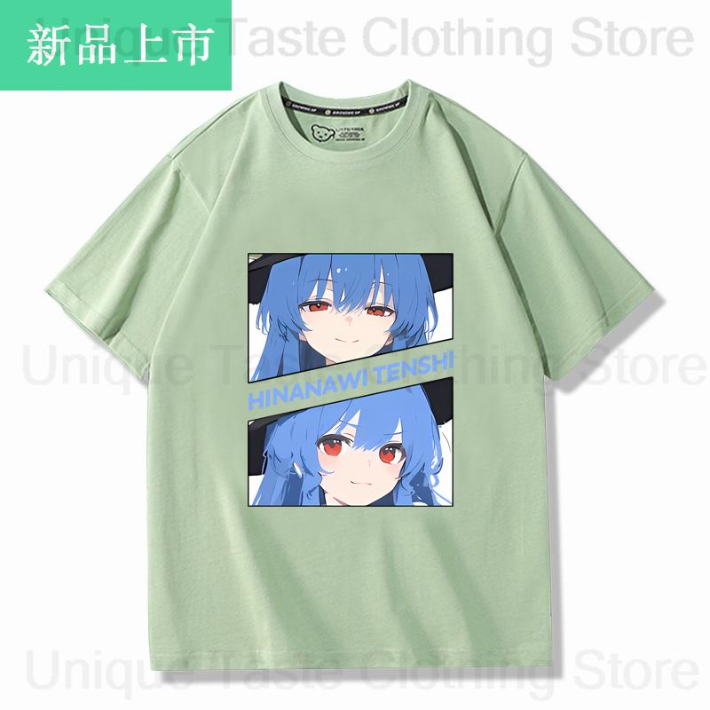 Touhou Project T Shirt Hinanawi Tenshi Cute Cartoon Print Tshirt Harajuku Fashion High Quality Cotton Short Sleeve Tee Tops