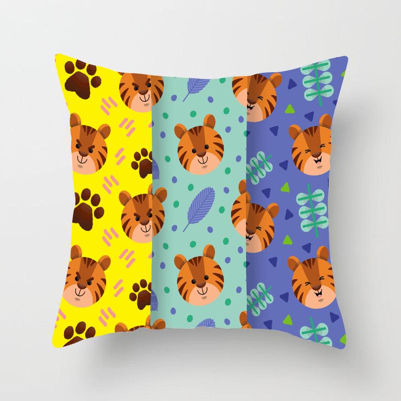Home Decor Cute Cartoon Tiger Printed Pillowcases for Fun Pattern Cushion Cover Suitable for Sofa Bedroom Car Pillow Cover