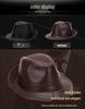 Herren Fedora Hut aus echtem Rindsleder, Herbst/Winter, Britischer Gentleman-Stil für mittlere und ältere Jahre