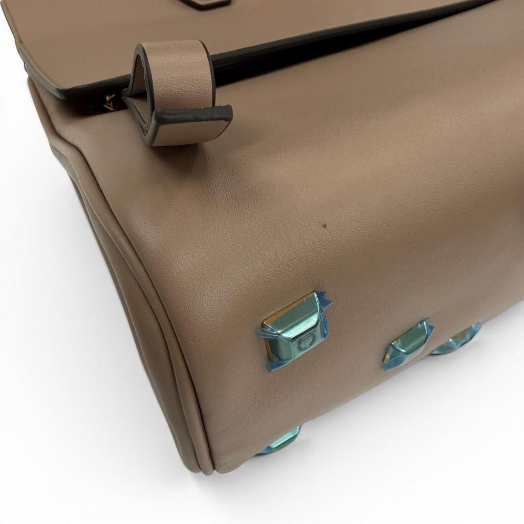 Ausgezeichnete Salvatore Ferragamo Handtasche Studio Gancini Weiches Leder 2-Wege Braun Gebraucht