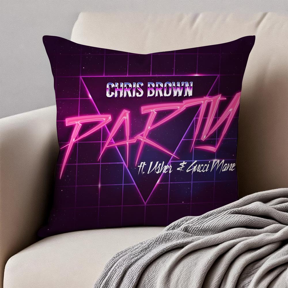 Album Cover CChris BBrown Cushion Cover Pillowcase Antidustmite Invisible Zipper Short Plush Sofa Cushion
