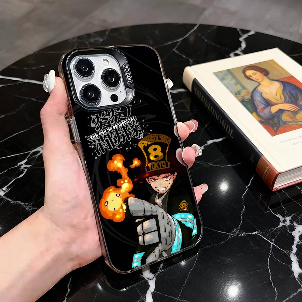 Fire Force S-Shinra K-Kusakabe-SK Phone Case For iPhone 17,16,15,14,13,12,11 Plus,Pro Max,XS,Colorful Silver Black Cover