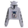 Jujutsu Kaisen Damen Kapuzenpullover mit Katzenohren