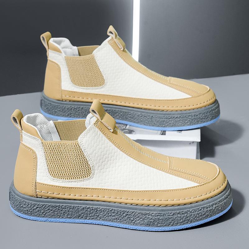 Men's shoes spring black leather shoes waterproof chef labor insurance trendy shoes soft sole one pedal Martin boots men's tooling casual