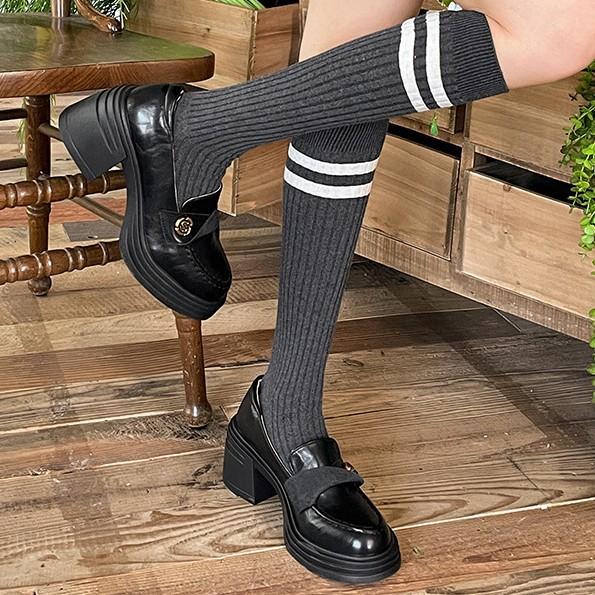 Retro British Style Versatile with Skirt Thick Heel Small Leather Shoes Women's 2025 New Autumn and Winter High Heel Loafers