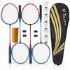 TOLAVIT Badminton Racket Set of 4 - Beginner-friendly, Easy To Use for Children and Women, Lightweight, Highly Durable, Includes Racket Case and