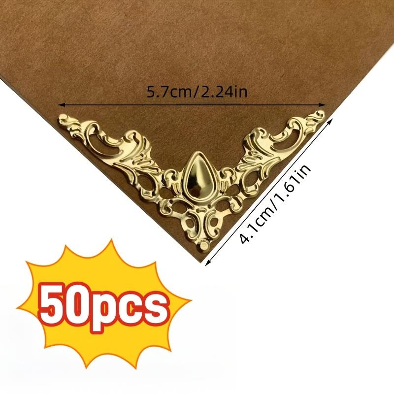 

50 Decorative Metal Corner Protectors - Hollow Triangle Design, Suitable for Books and Gift Boxes золотистый