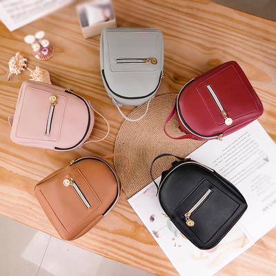 Zaino da donna a spalla piccolo, borsa da lettera, telefono cellulare, mini zaino da viaggio, nero, colore solido, borsa da esterno in pelle