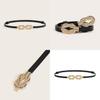 Feminine Slim Faux Leather Belt With Metal Double Ring Buckle For Office And Casual Outfits