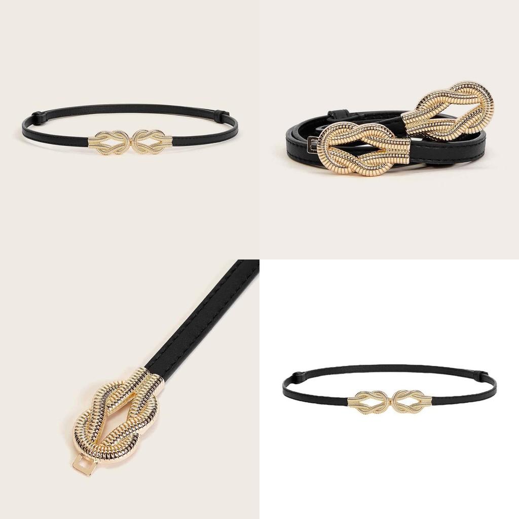 Feminine Slim Faux Leather Belt With Metal Double Ring Buckle For Office And Casual Outfits