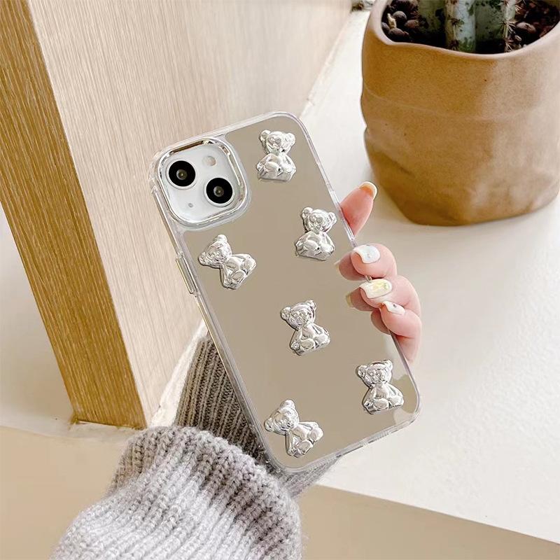 

Applicable To Iphone17Promax Mobile Phone Case Apple 16 Bear 15 Mirror 11 Makeup Mirror Light Luxury Niche iPhone 7/8/SE 2020