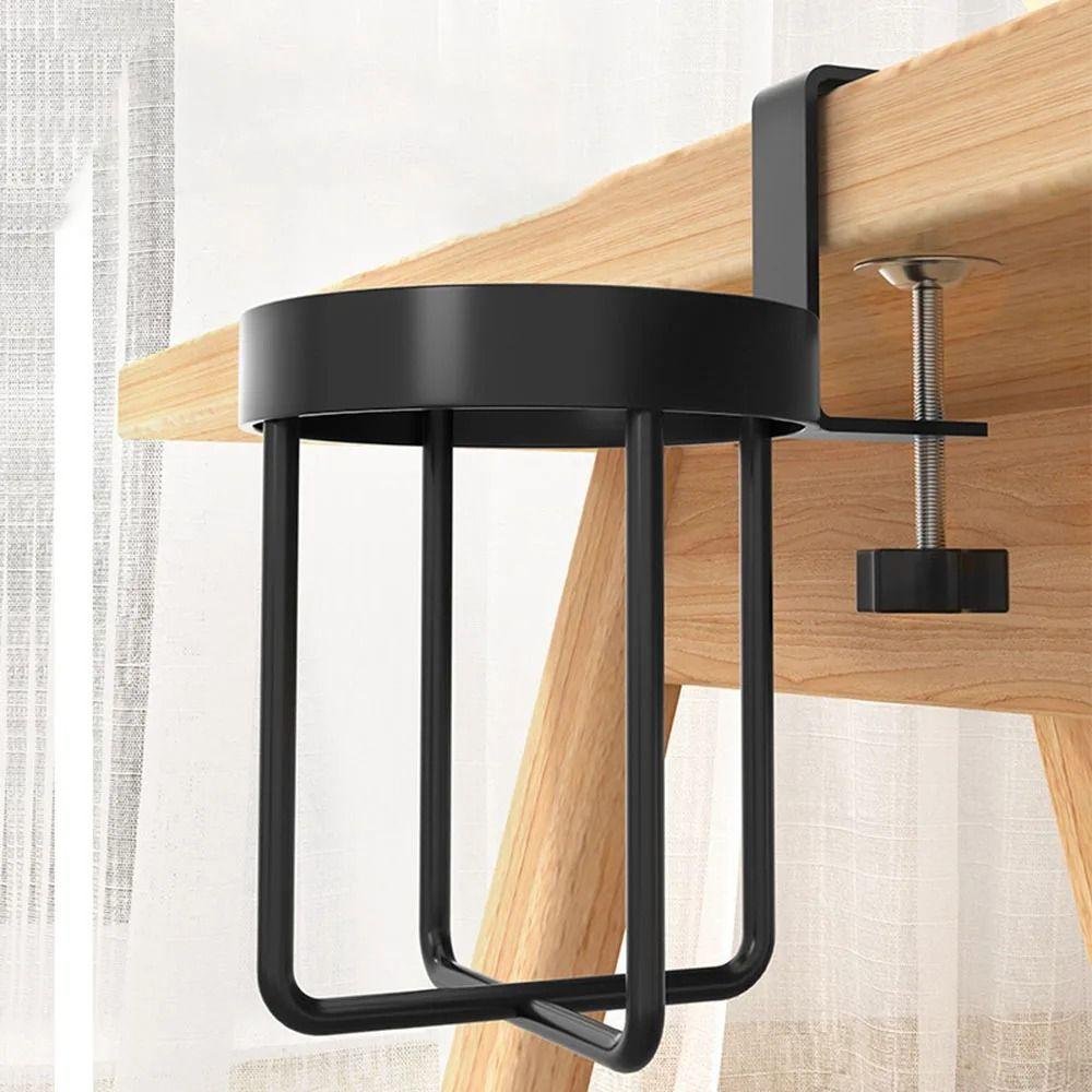 Metal Desktop Mug Rack 2 In 1 Cup Hanging Storage Holder Space Saving Clip-on Cup Holder  Desk