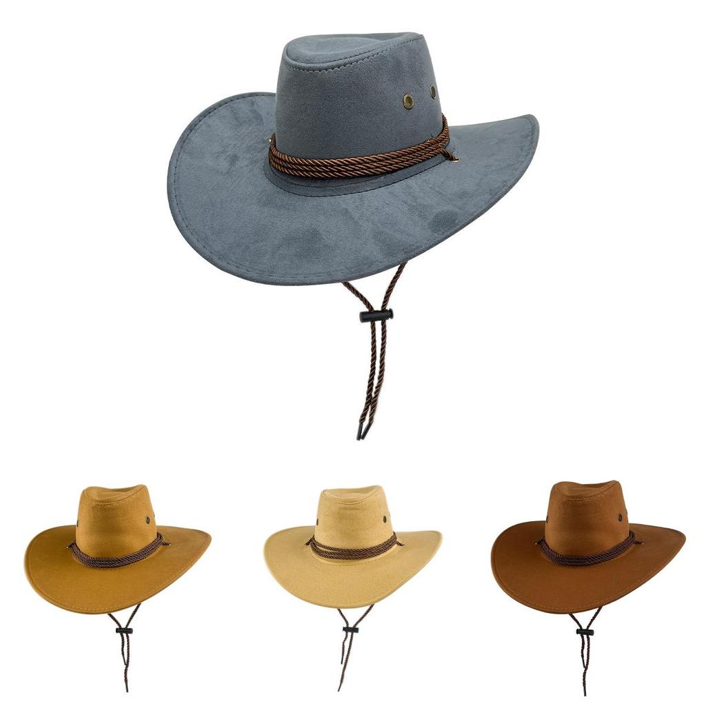 Vintage Style Wide Brim Cowboy Hat For Men And Women In Classic Colors And Soft Suede Fabric