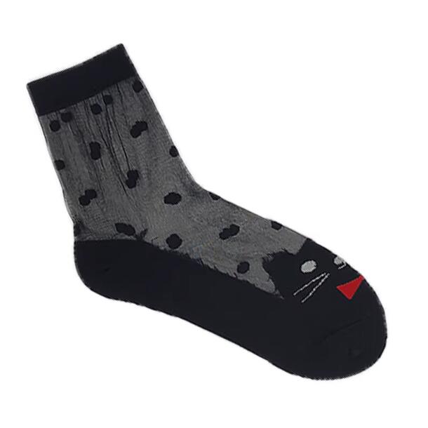 3 Pairs Women Cat Sock Summer Lace Crystal Glass Silk Socks Short Thin Transparent Cartoon Jacquard Elastic Ultra Thin Socks