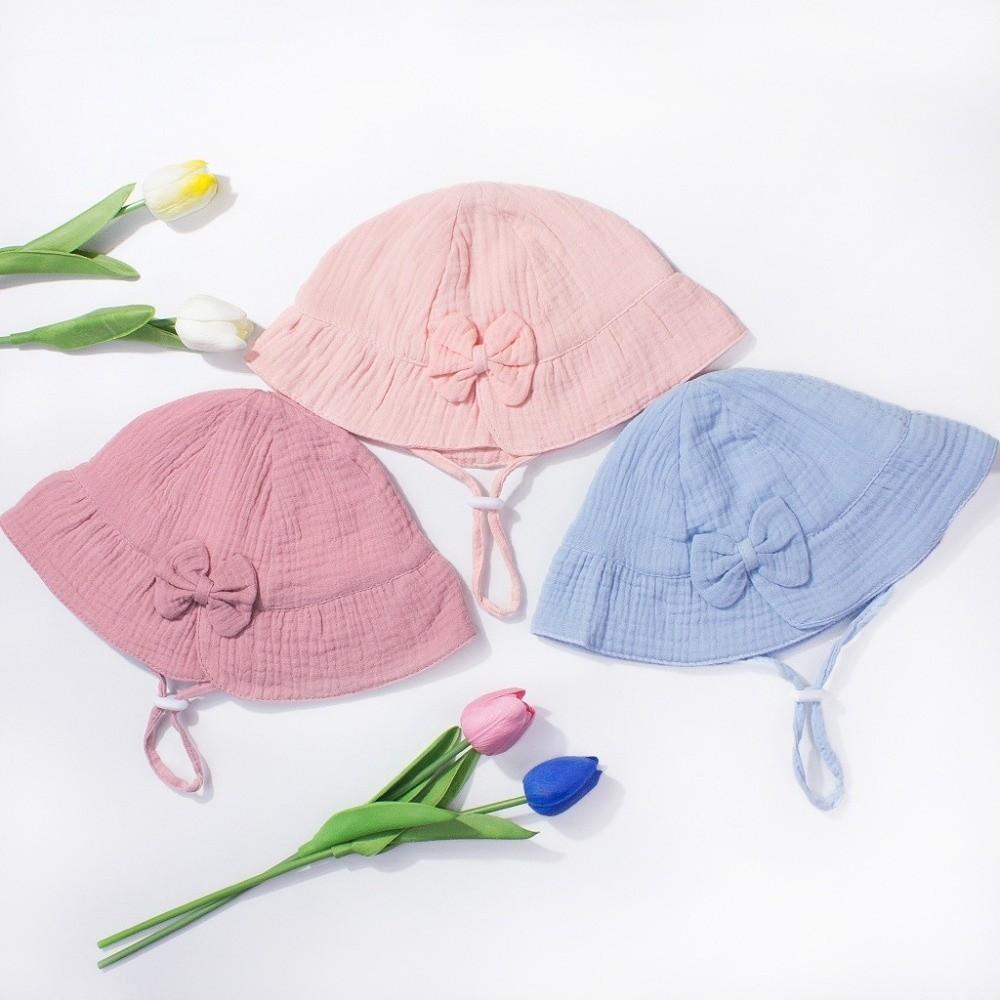 Cute Bowknot Baby Fisherman Hat Adjustable Bucket Cap New Princess Hat  Spring Summer