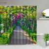 Park Garden Tree Flower Pond Nature Landscape Shower Curtain Bathroom Polyester Waterproof Fabric Curtains Home Bathtub Decor