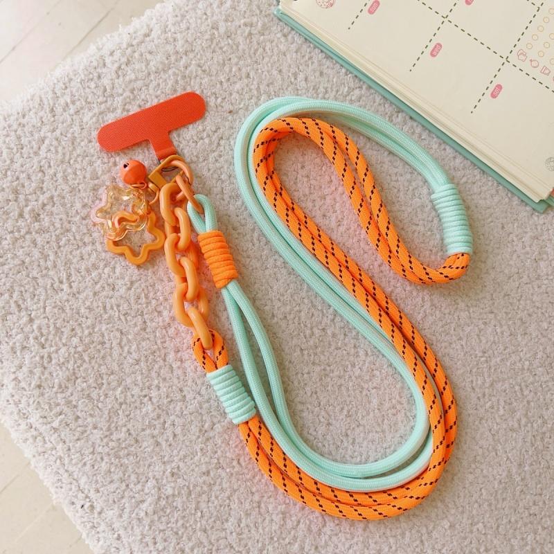 Y2k Korea Cute Star Bell Nylon Diagonal Span Rope Mobile Phone Anti-lost Thickened Halter Chain Outdoor Phone Long Lanyard Chain