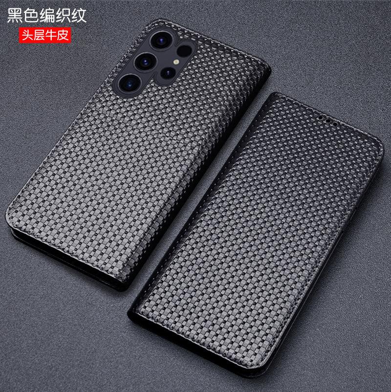 Luxury Genuine Leather Wallet Business Phone Case For Samsung Galaxy S24 Ultra Plus Cover Credit Card Money Slot Cover Holster