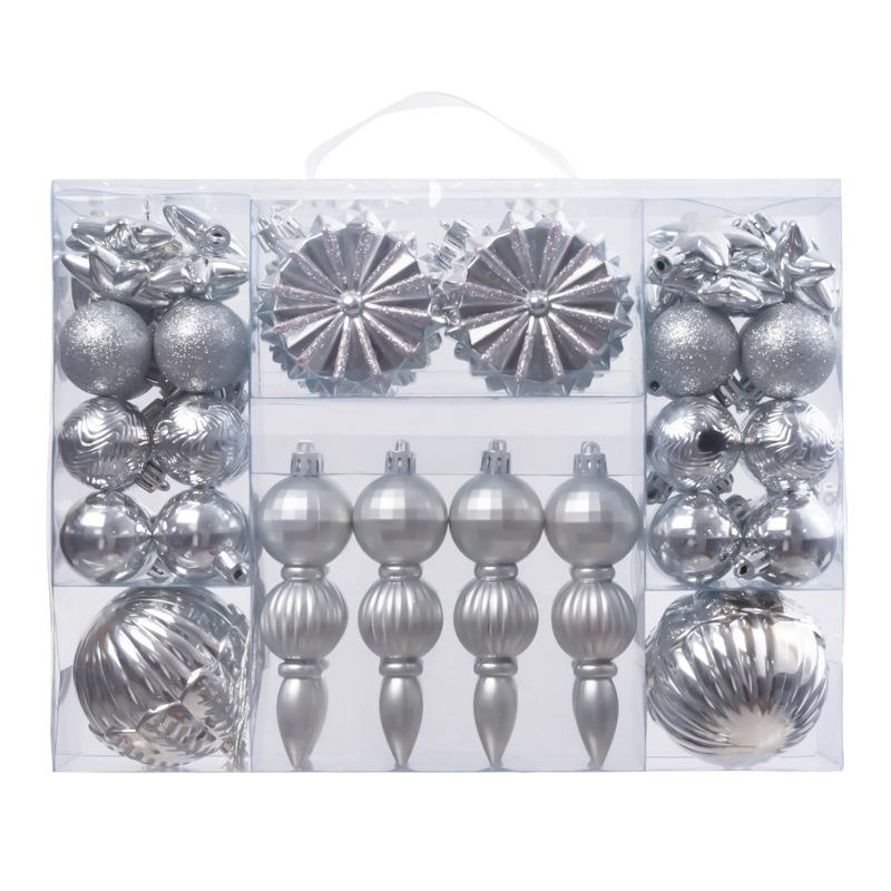 52PCS Acrylic Christmas Ornaments Bulk Set with Red Ribbon Hanging for Tree Home Party Decor Festive Family Users Gifts