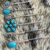 Women Hair Pin Retro Faux Turquoise Decorative Vintage Anti-slip Lightweight Hairpin Boho Hair Clip Headwear Styling Tools Hair Accessories