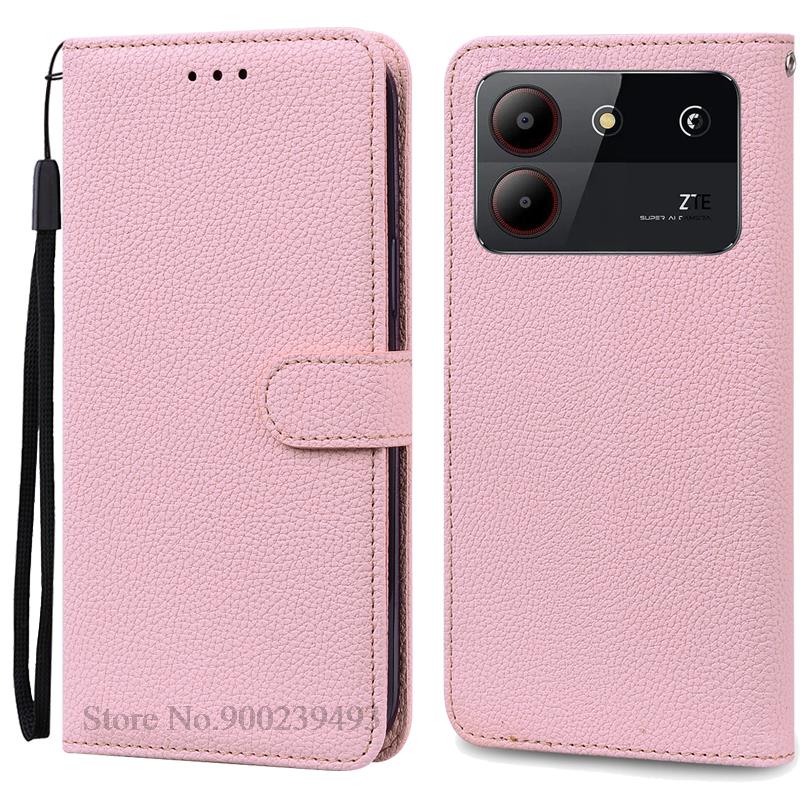 

Для ZTE Blade A54 чехол кожаный кошелек флип чехол для ZTE Blade A54 чехол Coque Fundas для ZTE Blade A54 чехол для телефона бампер For ZTE Blade A54 розовый