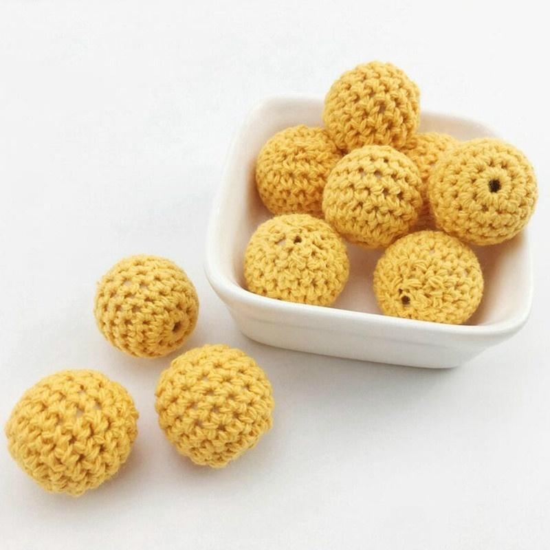 6ks 16mm/5 ks 20mm háčkované korálky Žvýkací korálky Náhrdelník na kousátka Diy Příslušenství k dudlíku Dřevěné kousátko pro miminko