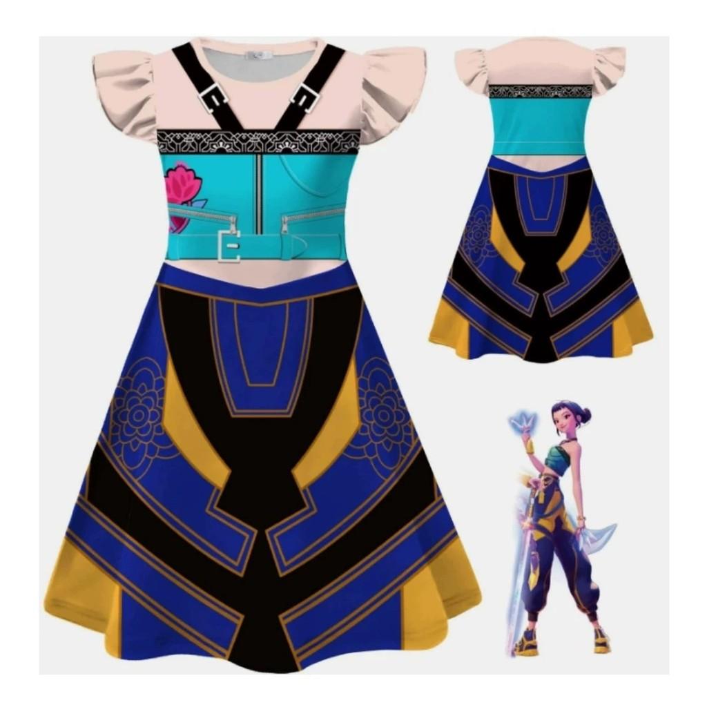 Kpop Demon Hunters Rumi Mira Zoey Childrens Costume Dress With Print Fabric And Flared Sleeves For Spring And Fall Wear