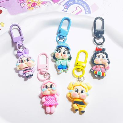 Cute Crying Girl Keychain Cartoon Backpack Decoration  Girl Students Key Ring Jewelry Gift