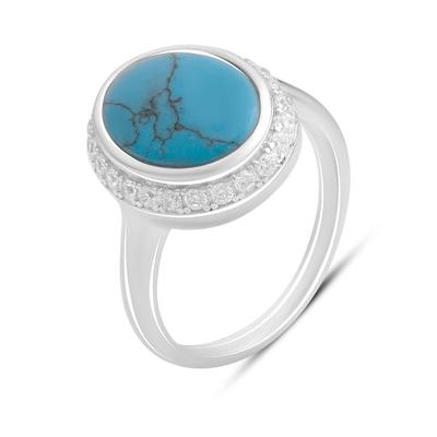 Silver Ring with Turquoise, Cubic Zirconia, Item Weight 4.33 G (60002271)