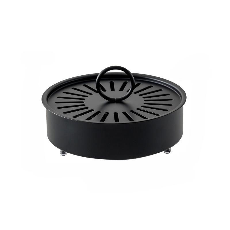 Mosquito Coils Holder Carbon Steel Paint Mosquito Coil Box with Cover Round Mosquito Coil Tray Easy Clean Anti-Mosquito Supplies