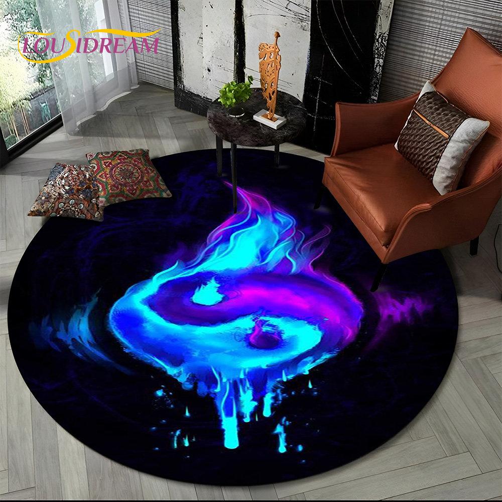 Tai Chi Bagua Yin Yang Round Area Rug –Taoist Symbol 3D Design – Non-Slip Floor Mat for Living Room, Bedroom or Meditation Space