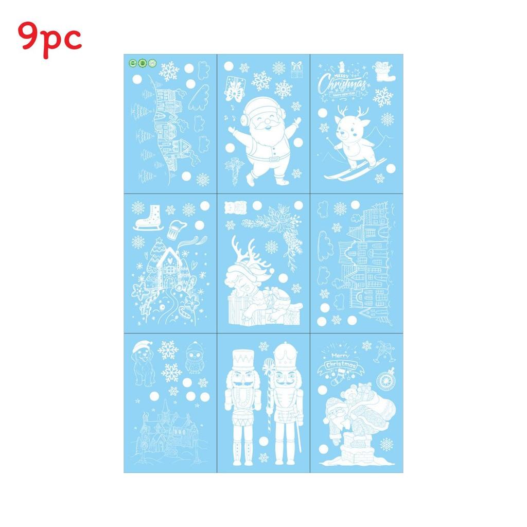 Pvc Window Holiday Sticker With Snowflakes Santa Snowmen For Christmas Decor