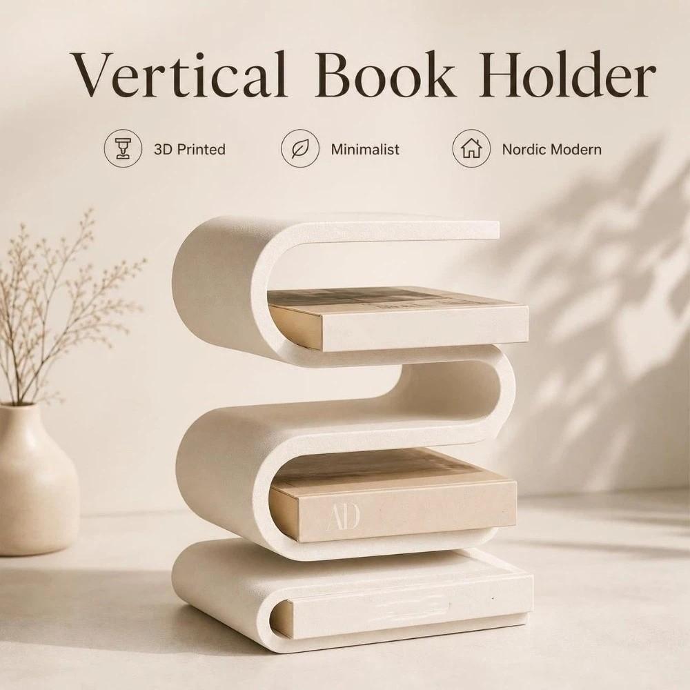 Multi-layer Book Shelf 3D Printed Desk Storage Rack Home Decor Vertical Book Holder Bedside Table