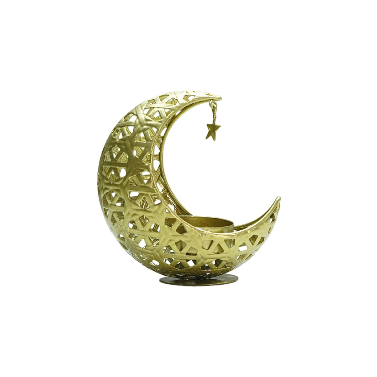 

Golden Crescent Shaped Candlestick Family Tabletop Exquisite Hollow Out Candle Holder Home Decorative Unique Design Candlestick One Size
