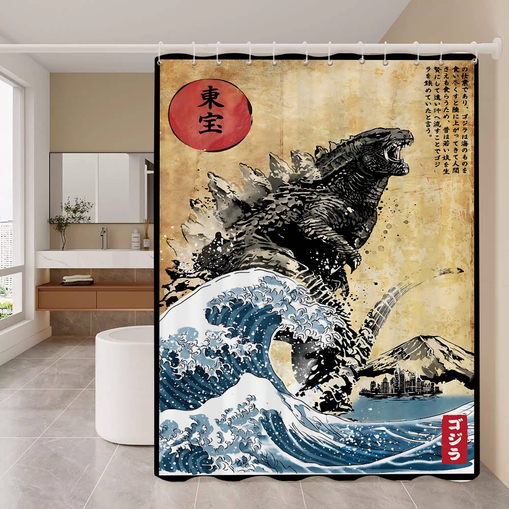 Art The Great Wave Shower Curtain Summer Beach Bathroom Decorative Shower Curtain, Waterproof
