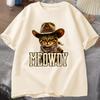 Cat Lover Casual Short Sleeve Tshirt Vintage Western Cowboy Cat Graphic T Shirts Unisex Cat Owner Country Western Casual Tee