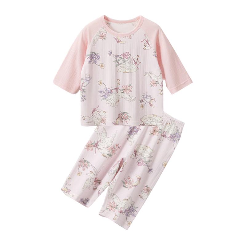 Weierbeilu Unisex Kids  Rib-knit 3/4 Sleeve Loungewear Set 100